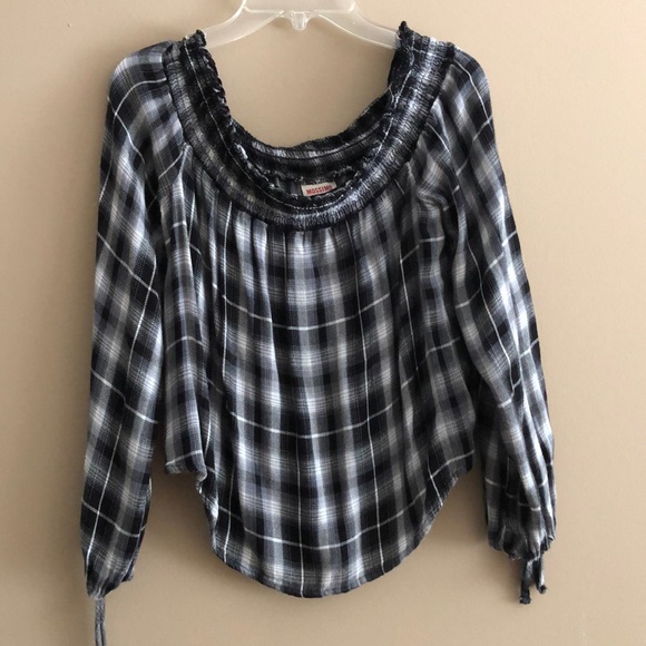 Mossimo Supply Co. Tops - Plaid off the shoulder top